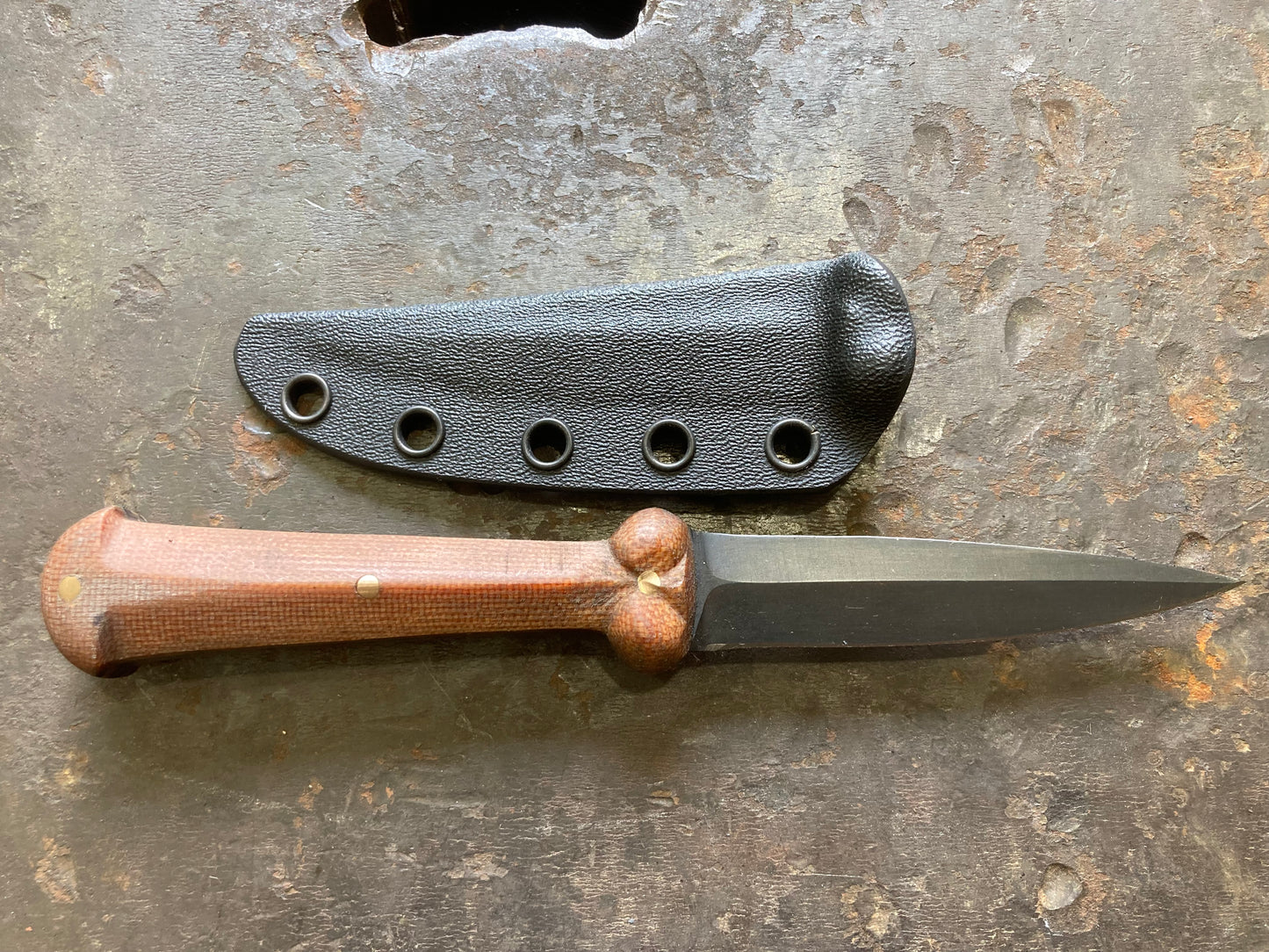 Mini bollock, single edge, natural micarta