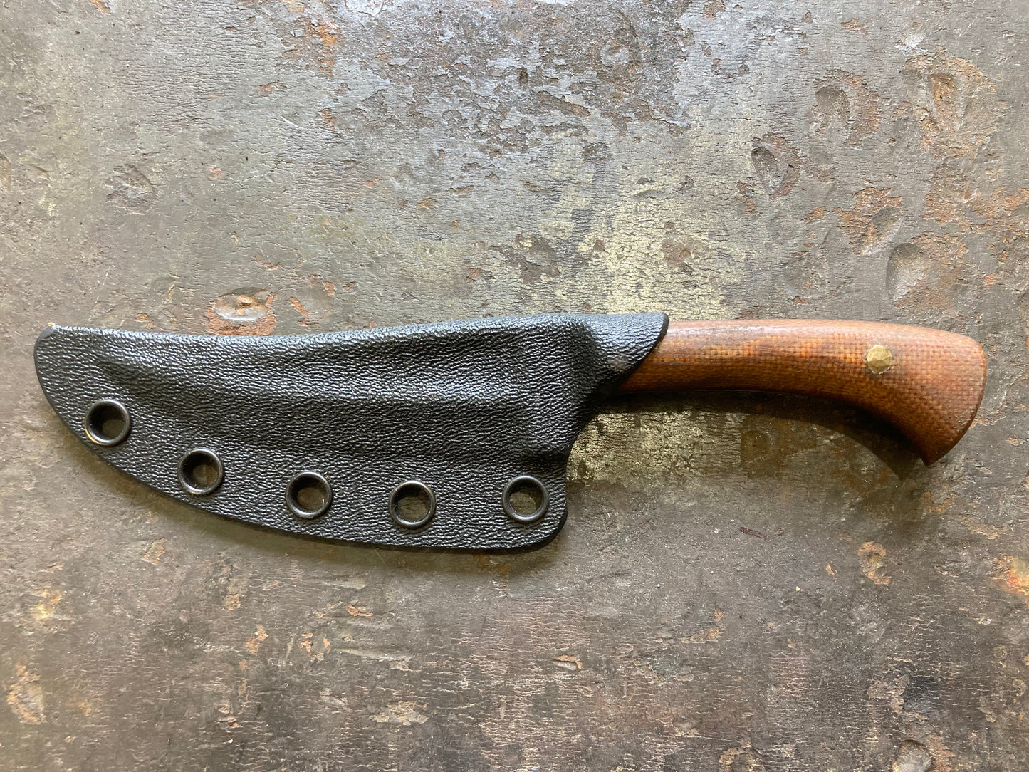 Kard shard, three finger grip, natural micarta, stout tip