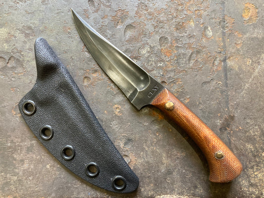 Kard shard, three finger grip, natural micarta, skinny tip