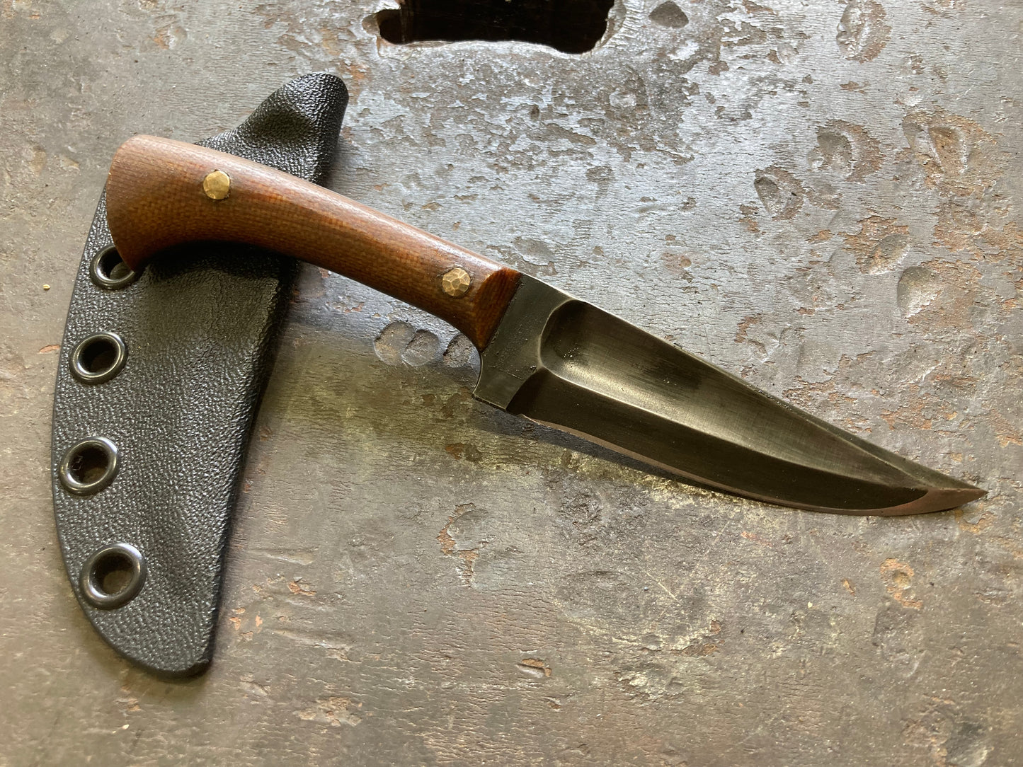 Kard shard, three finger grip, natural micarta, stout tip
