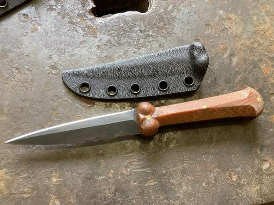 Mini bollock, double edged, natural micarta